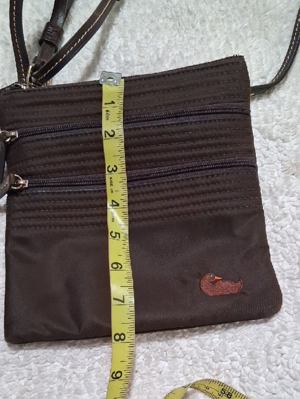 Dooney & Bourke Dark Brown Nylon Crossbody Bag with Duck Accent - Picture 7 of 9